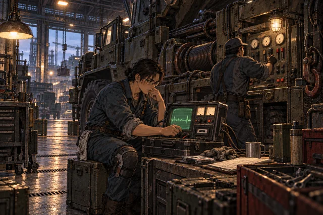 Scene featuring Pavel Orven: right, at the recovery vehicle’s external controls