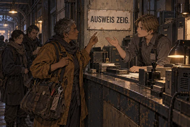 Scene featuring Erik Varen: right, behind the counter