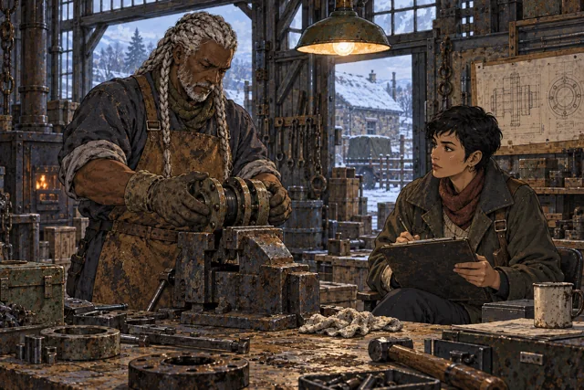Scene featuring Ibrahim Sarn: left, demonstrating the coupling