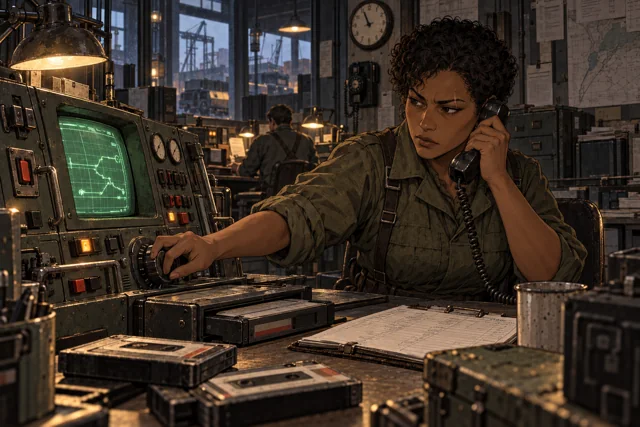 Scene featuring Vesa Dravik: at the transport console