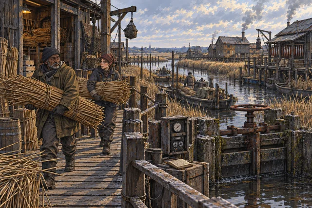 Scene featuring Hava Dors: behind Ilya, carrying another bundle