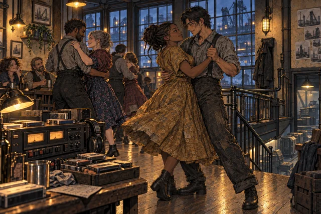 Scene featuring Elsa Runn: blonde dancer behind the main pair