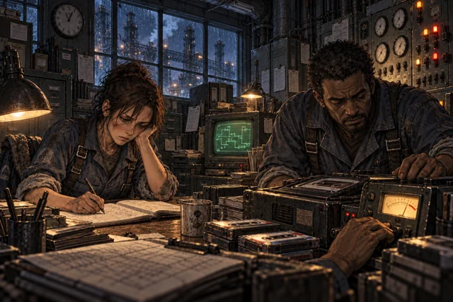 Scene featuring Bashir Kalt: right, working at the control equipment