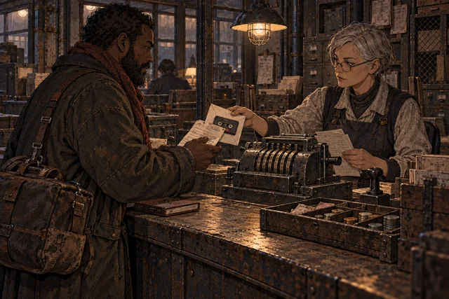 Scene featuring Greta Selm: right, holding the cassette